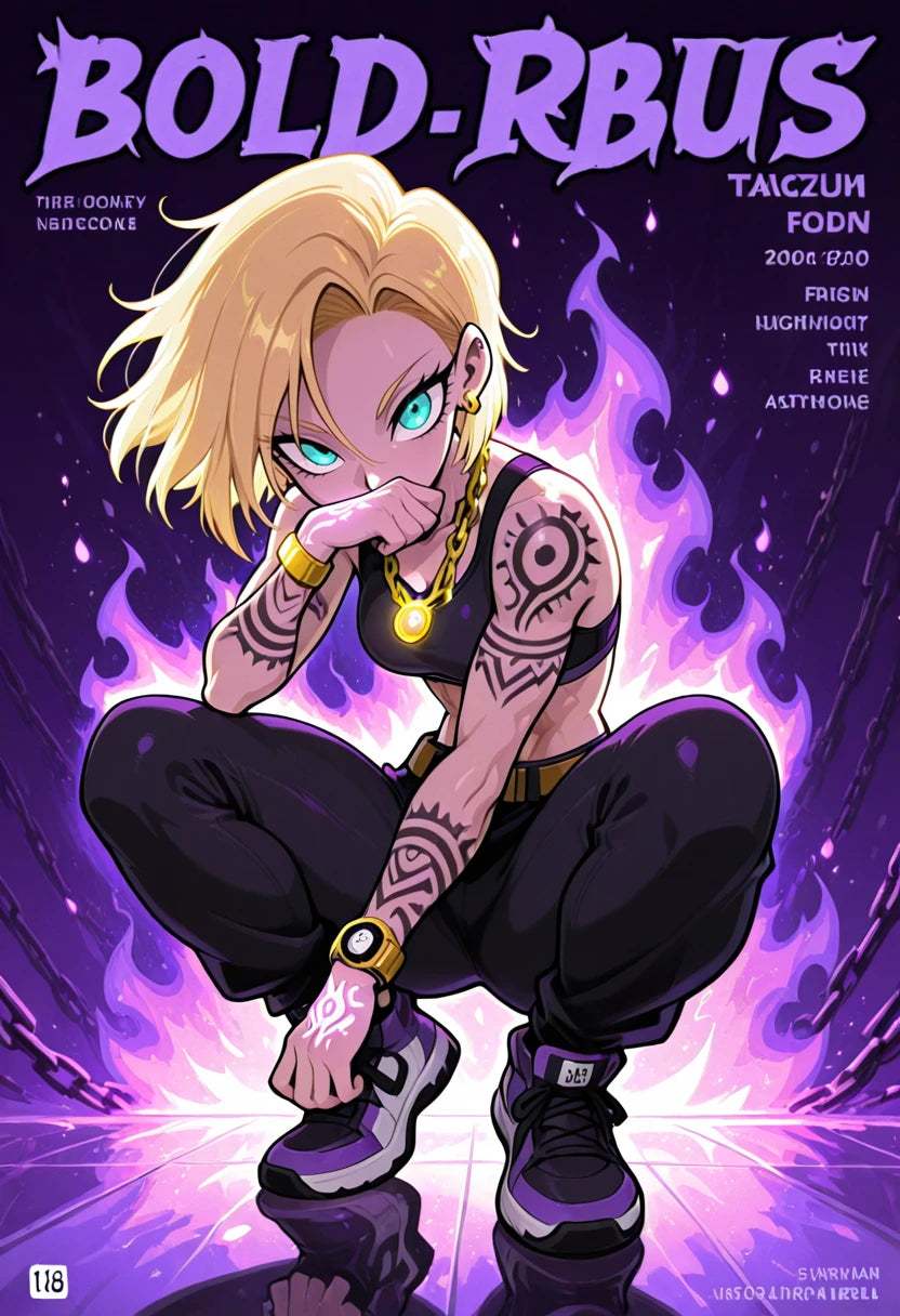 Épisode 4 - C-18 - Modèle d'art vectoriel Dragon Ball Z | Téléchargement Adobe Illustrator