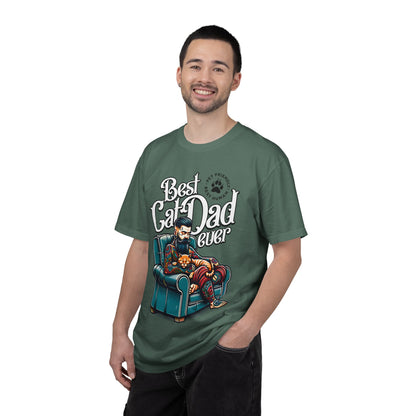 FPD - Best Cat Dad Ever T-Shirt | Tattooed Cat Dad In Armchair Graphic Tee | Funny Pet Lover Gift Shirt