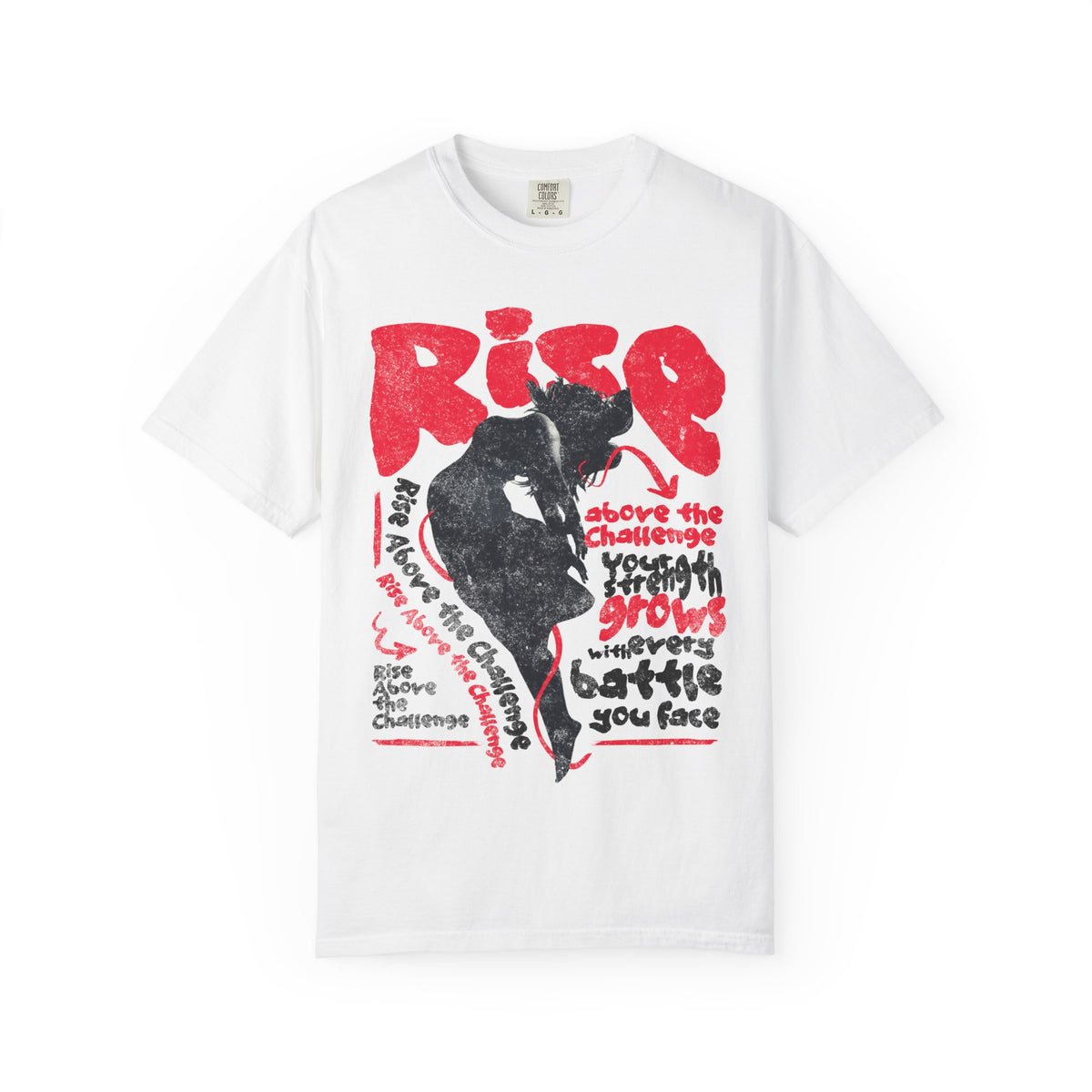FPD - Rise Above the Challenge Grunge Tee | Mental Health Resilience & Inner Strength Apparel