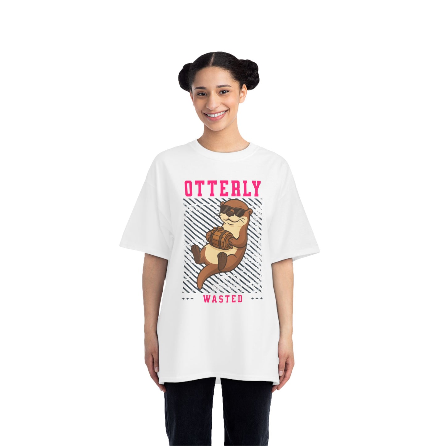 Otterly Wasted Oversized T-Shirt – Funny Animal Pun Graphic Tee | Beer Party Print