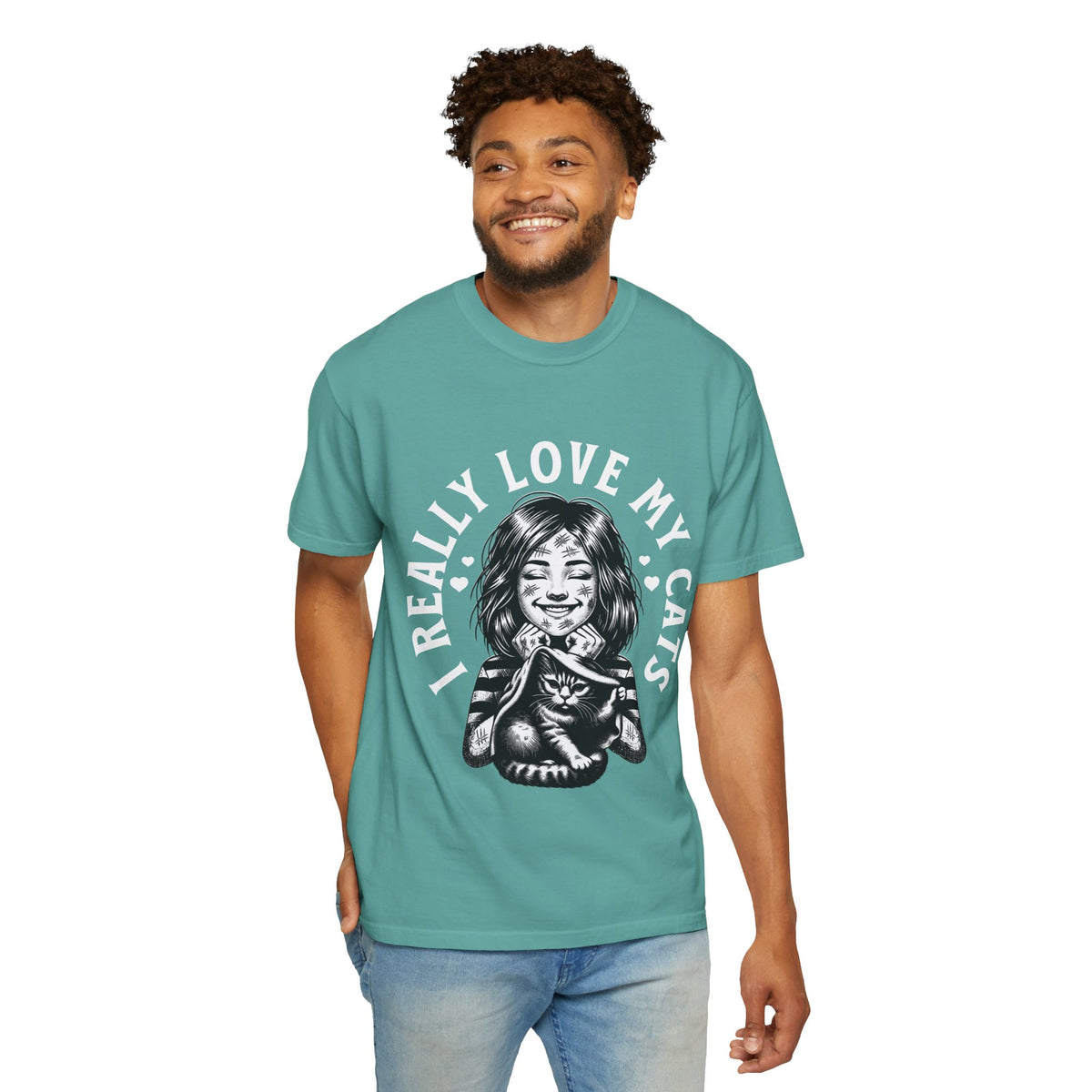 FPD - I Really Love My Cats T-Shirt | Scratched Up Cat Mom Graphic Tee | Funny Pet Lover Gift Shirt