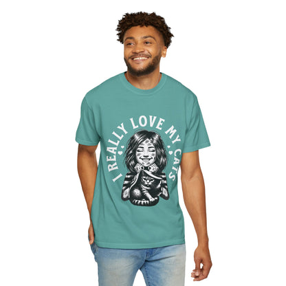 FPD - I Really Love My Cats T-Shirt | Scratched Up Cat Mom Graphic Tee | Funny Pet Lover Gift Shirt