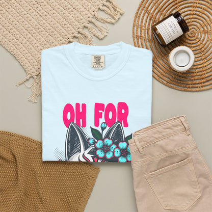 FPD - Oh For Sake Japanese Kitsune Fox Floral Streetwear Unisex Heavyweight Cotton T-Shirt, Sarcastic Anime Mask Graphic Tee