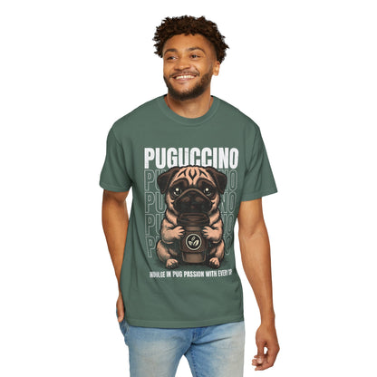FPD - Puguccino Funny Pug Coffee T-Shirt | Indulge In Pug Passion Cute Dog Cappuccino Graphic Tee | Pet Lover Gift Shirt