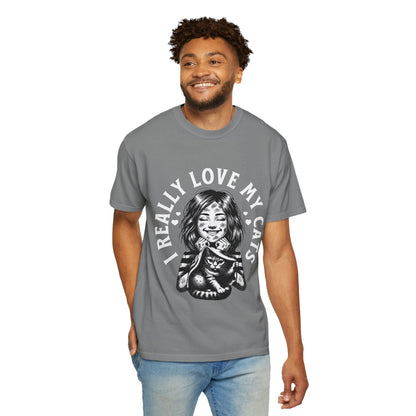 FPD - I Really Love My Cats T-Shirt | Scratched Up Cat Mom Graphic Tee | Funny Pet Lover Gift Shirt