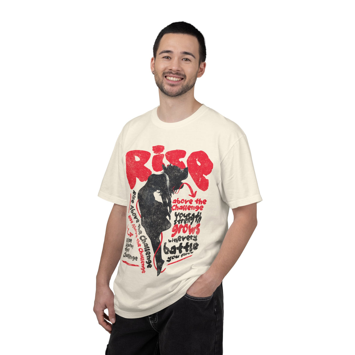 FPD - Rise Above the Challenge Grunge Tee | Mental Health Resilience & Inner Strength Apparel