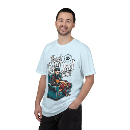 FPD - Best Cat Dad Ever T-Shirt | Tattooed Cat Dad In Armchair Graphic Tee | Funny Pet Lover Gift Shirt