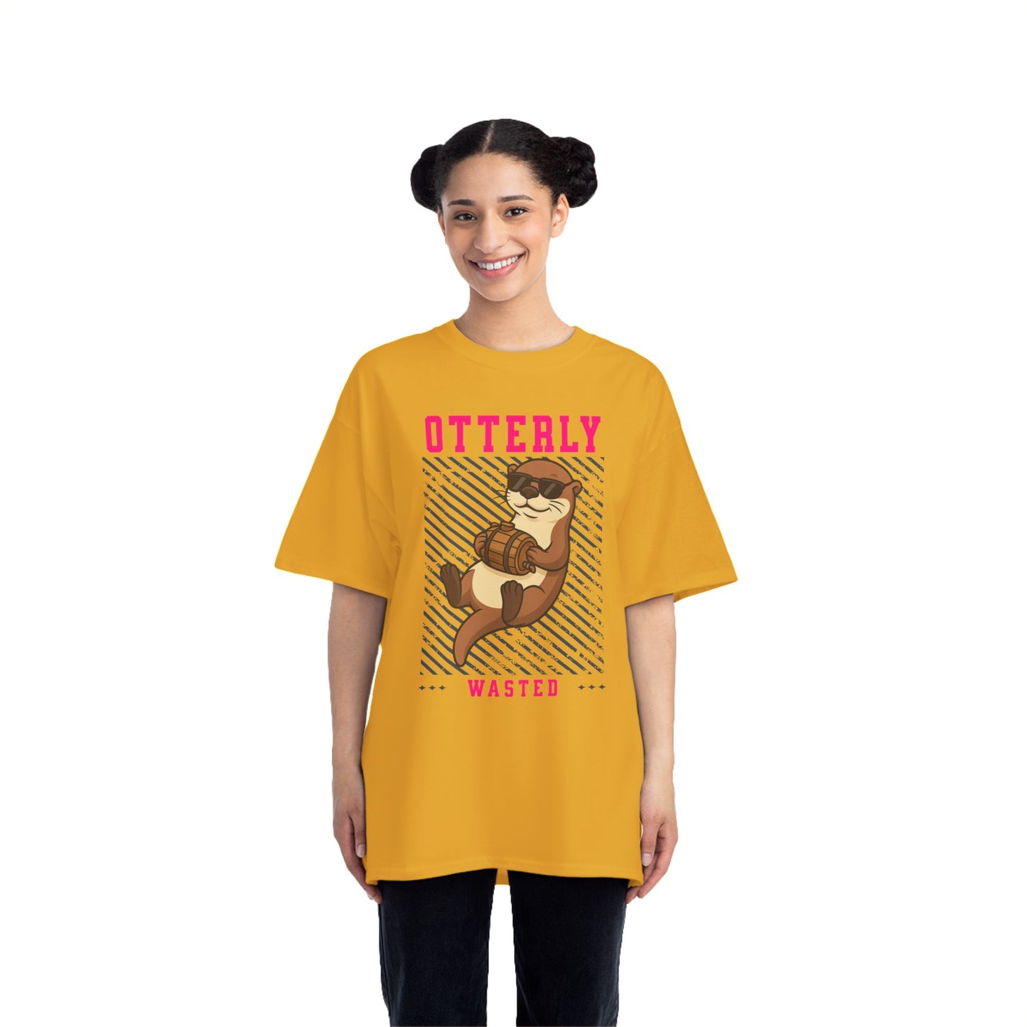 Otterly Wasted Oversized T-Shirt – Funny Animal Pun Graphic Tee | Beer Party Print