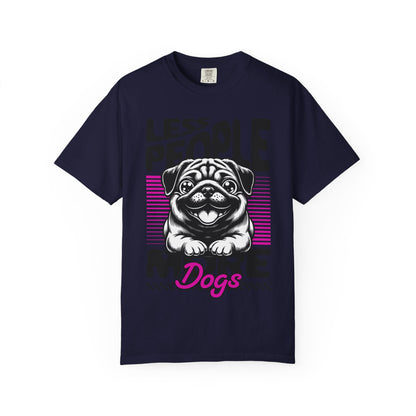 FPD - Less People More Dogs T-Shirt | Cute Pug Introvert Graphic Tee | Funny Pet Lover Gift Shirt