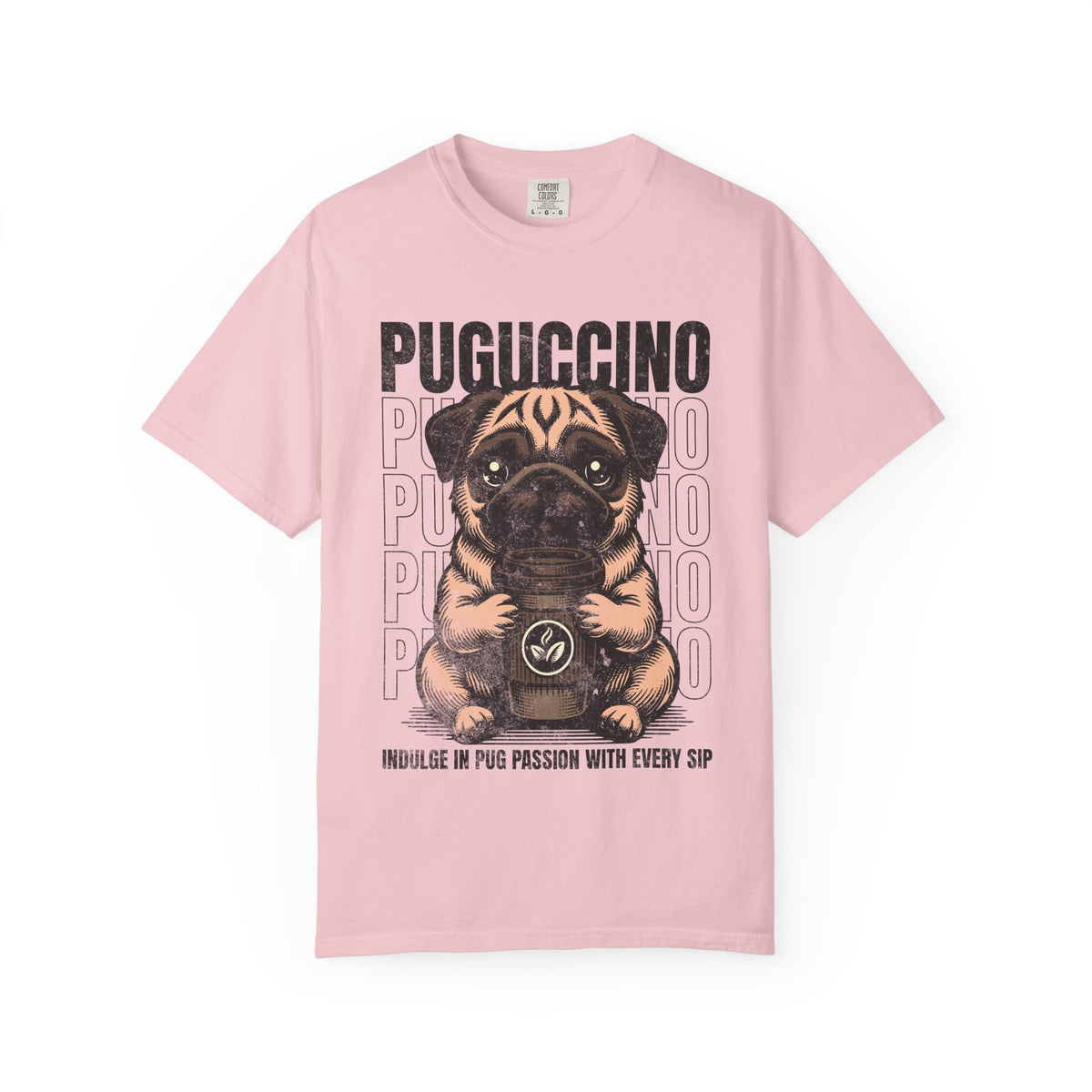 FPD - Puguccino Funny Pug Coffee T-Shirt | Indulge In Pug Passion Cute Dog Cappuccino Graphic Tee | Pet Lover Gift Shirt
