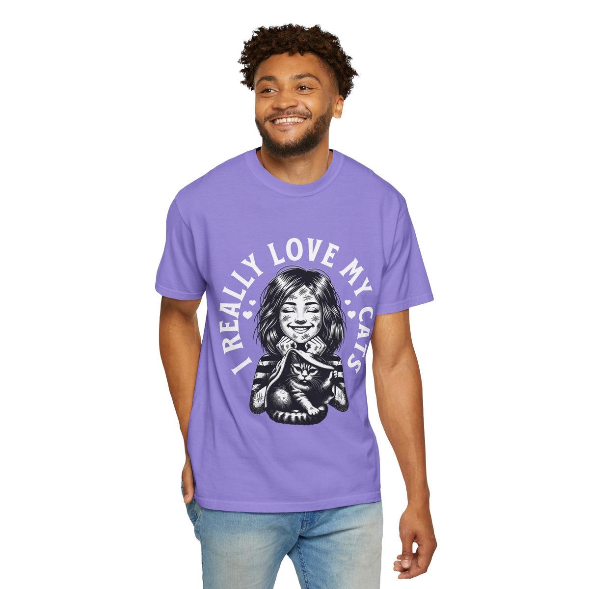 FPD - I Really Love My Cats T-Shirt | Scratched Up Cat Mom Graphic Tee | Funny Pet Lover Gift Shirt