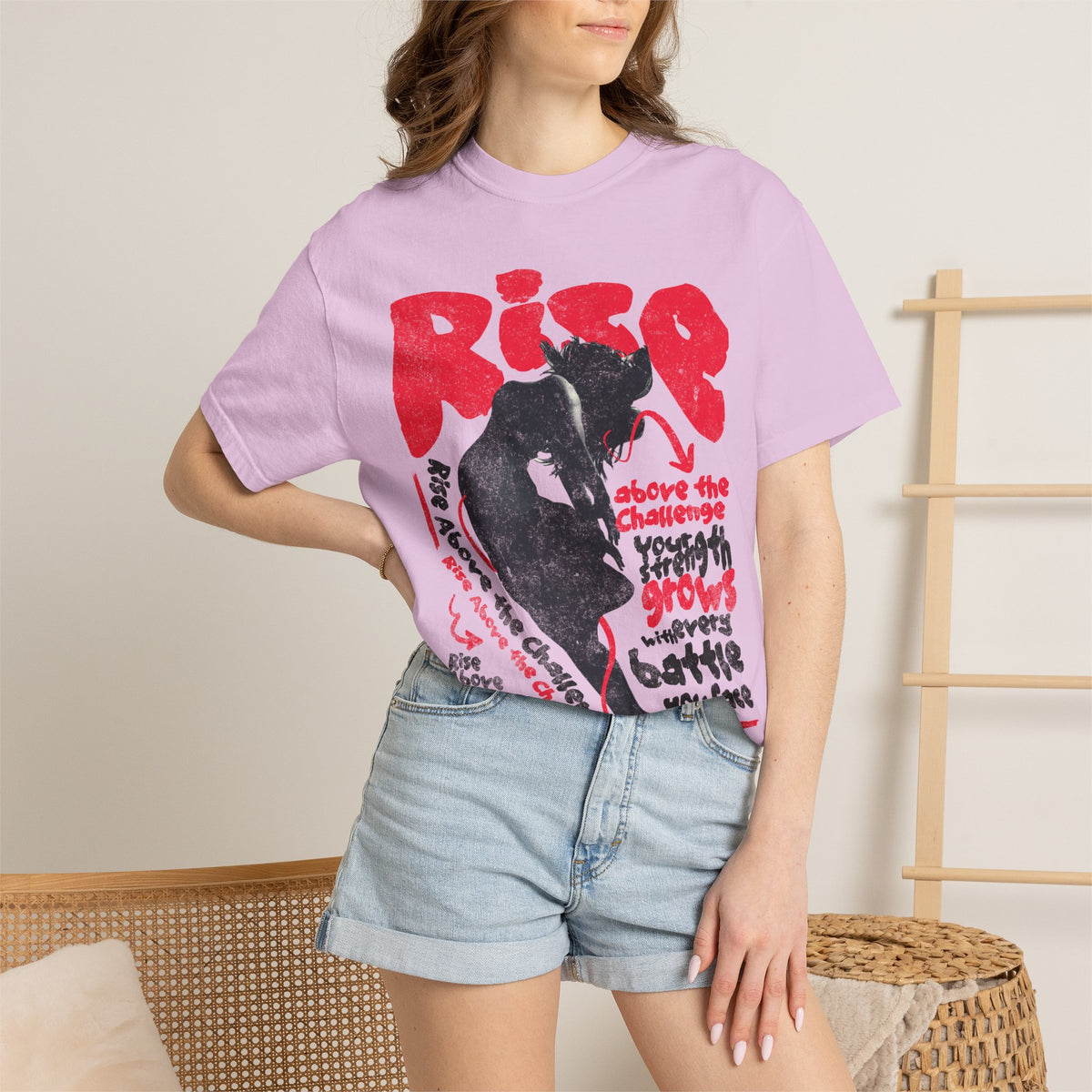 FPD - Rise Above the Challenge Grunge Tee | Mental Health Resilience & Inner Strength Apparel