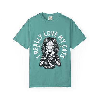 FPD - I Really Love My Cats T-Shirt | Scratched Up Cat Mom Graphic Tee | Funny Pet Lover Gift Shirt