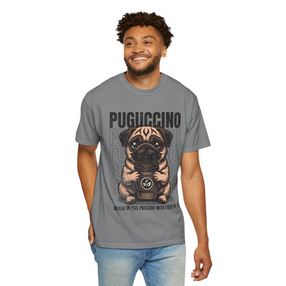 FPD - Puguccino Funny Pug Coffee T-Shirt | Indulge In Pug Passion Cute Dog Cappuccino Graphic Tee | Pet Lover Gift Shirt