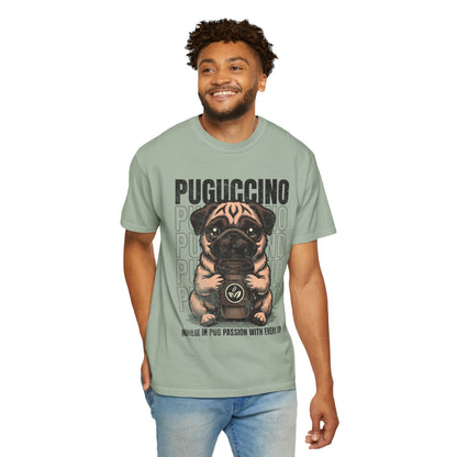 FPD - Puguccino Funny Pug Coffee T-Shirt | Indulge In Pug Passion Cute Dog Cappuccino Graphic Tee | Pet Lover Gift Shirt