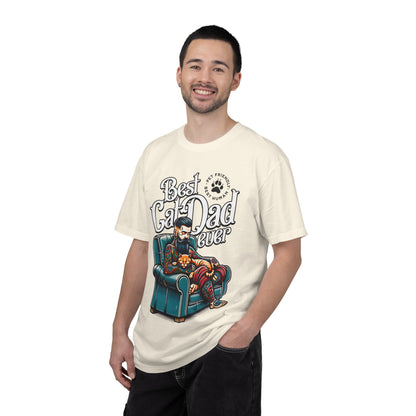 FPD - Best Cat Dad Ever T-Shirt | Tattooed Cat Dad In Armchair Graphic Tee | Funny Pet Lover Gift Shirt