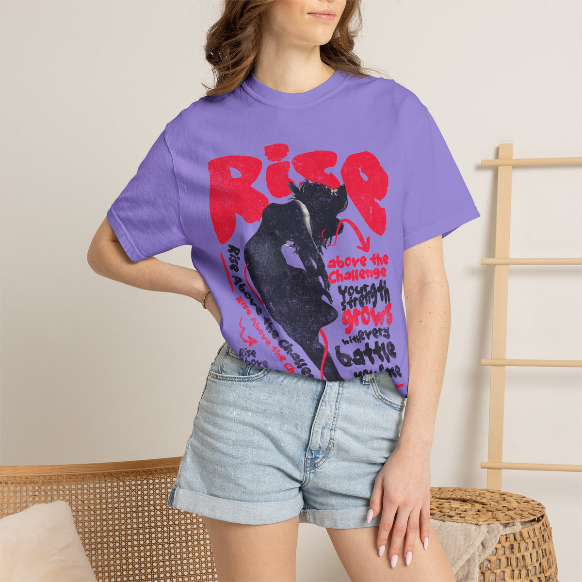 FPD - Rise Above the Challenge Grunge Tee | Mental Health Resilience & Inner Strength Apparel
