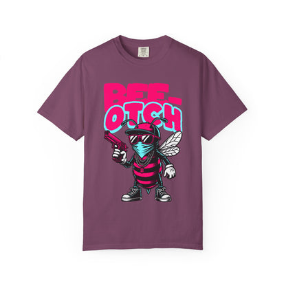 FPD - Bee-Otch Streetwear Graphic Tee – Funny Gangster Bee Unisex Heavyweight Cotton T-Shirt, Trendy Humorous Urban Apparel