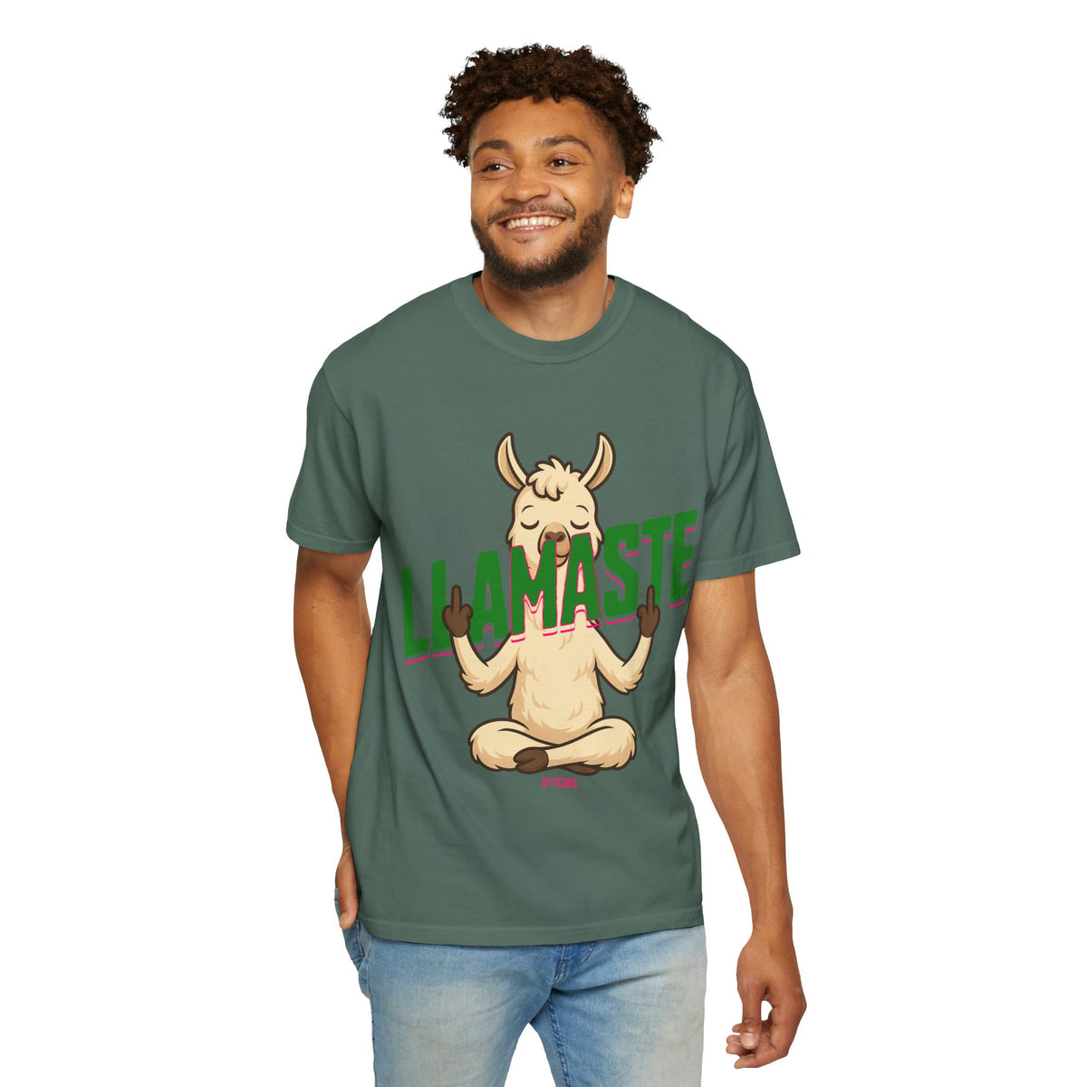 FPD - Llamaste B*itches Yoga Llama Funny Meditation Streetwear Unisex Heavyweight Cotton T-Shirt, Sarcastic Zen Animal Graphic Tee
