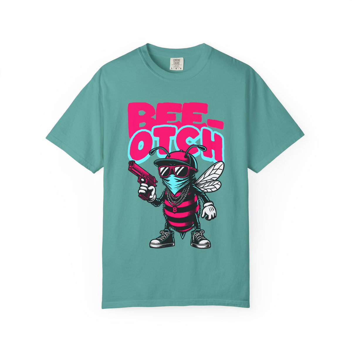 FPD - Bee-Otch Streetwear Graphic Tee – Funny Gangster Bee Unisex Heavyweight Cotton T-Shirt, Trendy Humorous Urban Apparel