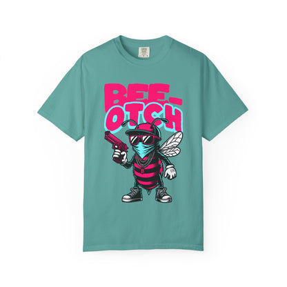 FPD - Bee-Otch Streetwear Graphic Tee – Funny Gangster Bee Unisex Heavyweight Cotton T-Shirt, Trendy Humorous Urban Apparel