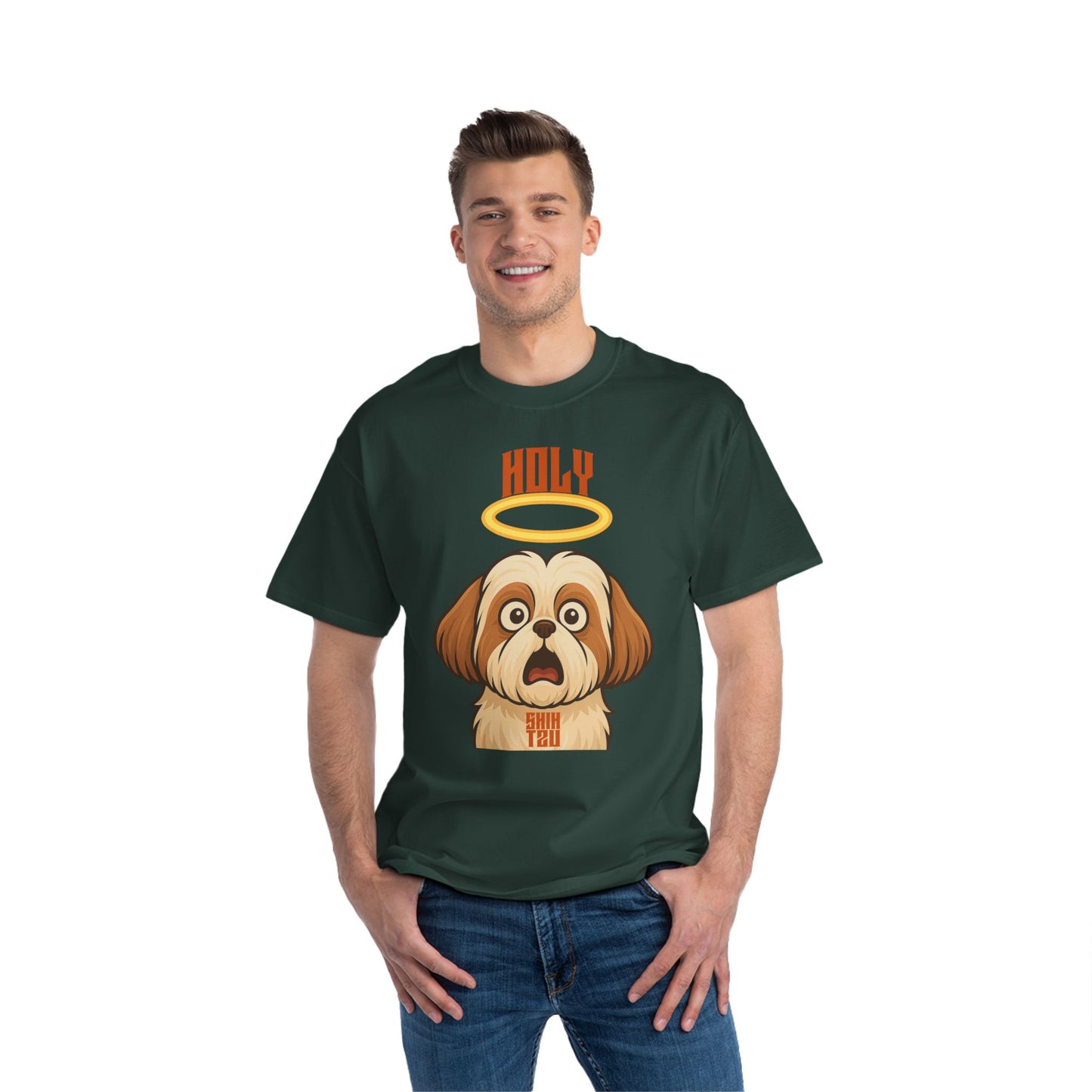 Holy Shih Tzu Oversized T-Shirt – Funny Graphic Print Tee for Men & Women