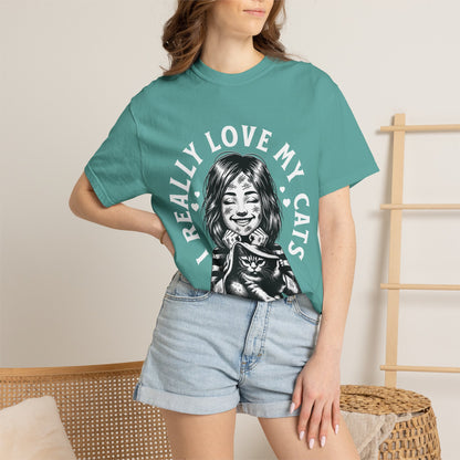 FPD - I Really Love My Cats T-Shirt | Scratched Up Cat Mom Graphic Tee | Funny Pet Lover Gift Shirt