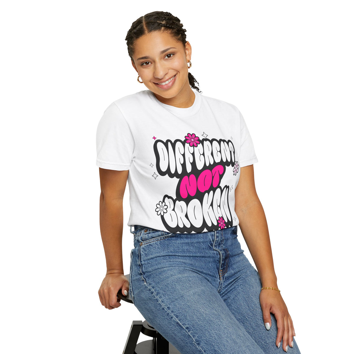 FPD - Different Not Broken Retro Groovy Shirt | Neurodiversity Acceptance & Mental Health Support Tee