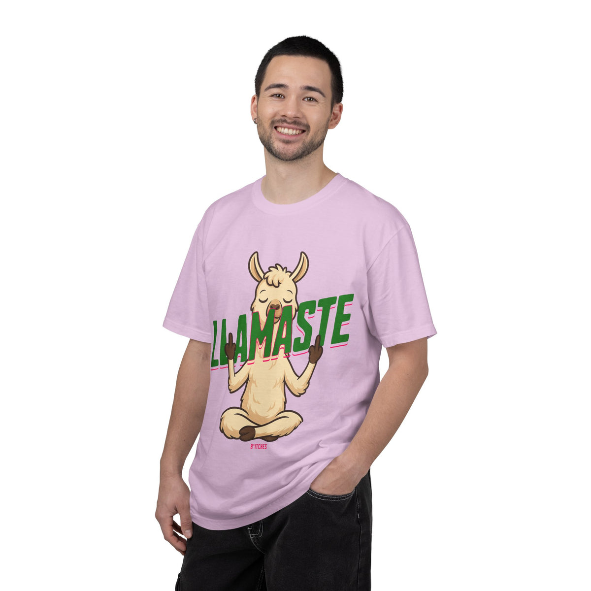 FPD - Llamaste B*itches Yoga Llama Funny Meditation Streetwear Unisex Heavyweight Cotton T-Shirt, Sarcastic Zen Animal Graphic Tee
