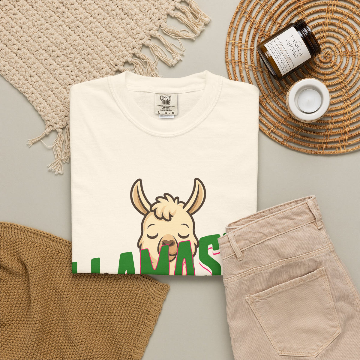 FPD - Llamaste B*itches Yoga Llama Funny Meditation Streetwear Unisex Heavyweight Cotton T-Shirt, Sarcastic Zen Animal Graphic Tee