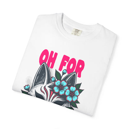 FPD - Oh For Sake Japanese Kitsune Fox Floral Streetwear Unisex Heavyweight Cotton T-Shirt, Sarcastic Anime Mask Graphic Tee