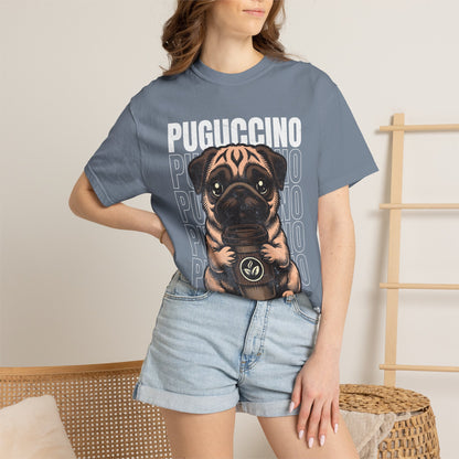 FPD - Puguccino Funny Pug Coffee T-Shirt | Indulge In Pug Passion Cute Dog Cappuccino Graphic Tee | Pet Lover Gift Shirt