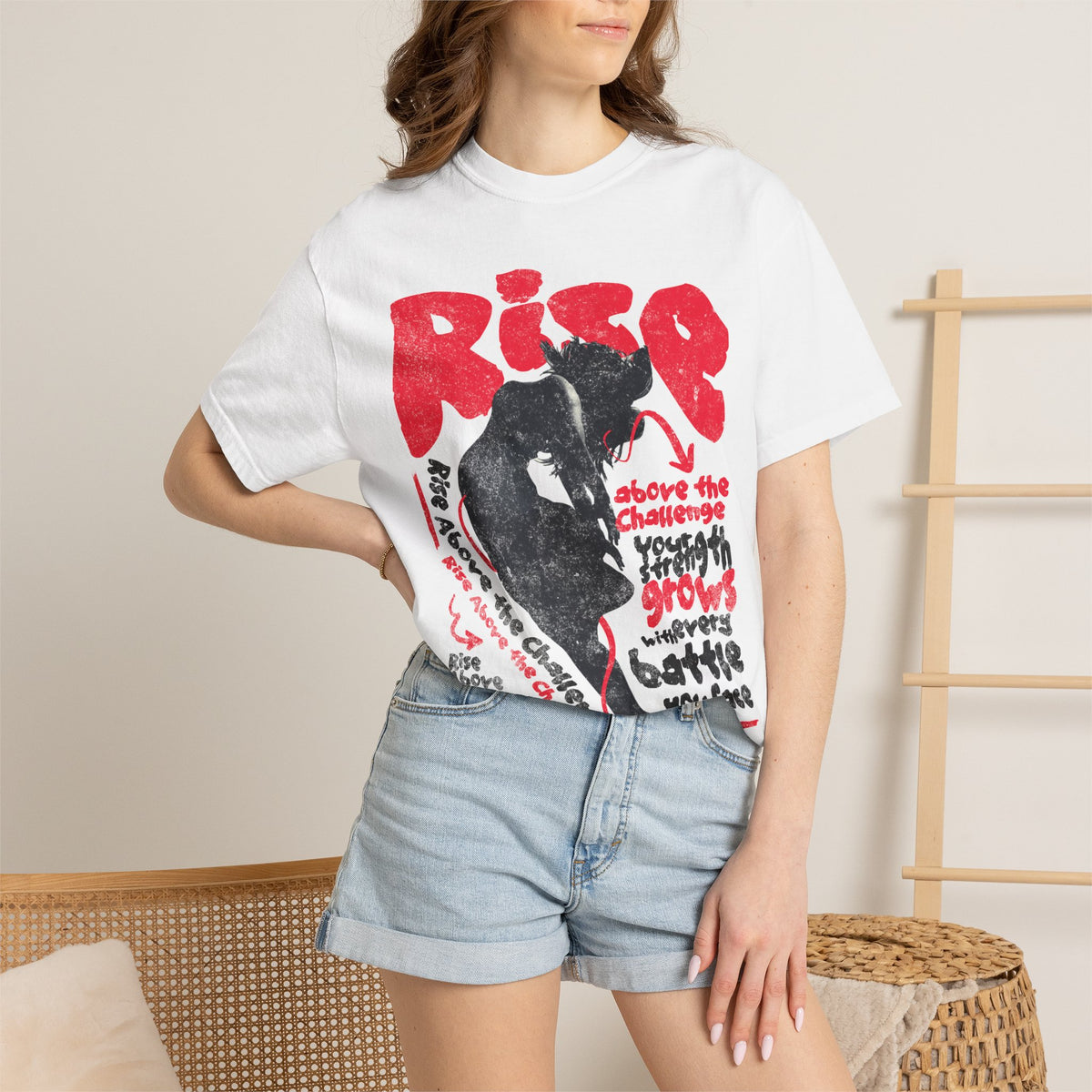FPD - Rise Above the Challenge Grunge Tee | Mental Health Resilience & Inner Strength Apparel