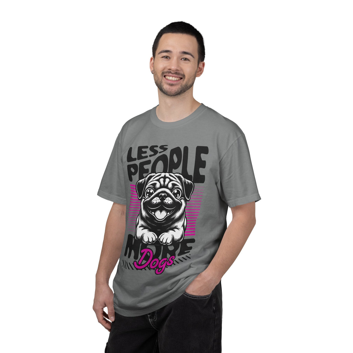 FPD - Less People More Dogs T-Shirt | Cute Pug Introvert Graphic Tee | Funny Pet Lover Gift Shirt
