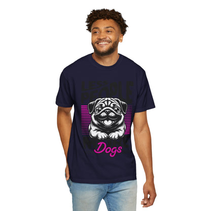 FPD - Less People More Dogs T-Shirt | Cute Pug Introvert Graphic Tee | Funny Pet Lover Gift Shirt