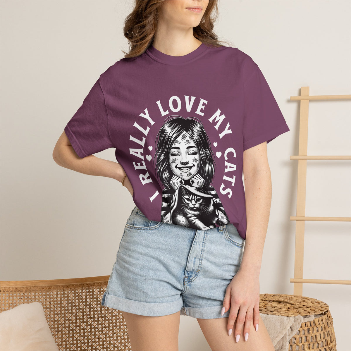 FPD - I Really Love My Cats T-Shirt | Scratched Up Cat Mom Graphic Tee | Funny Pet Lover Gift Shirt