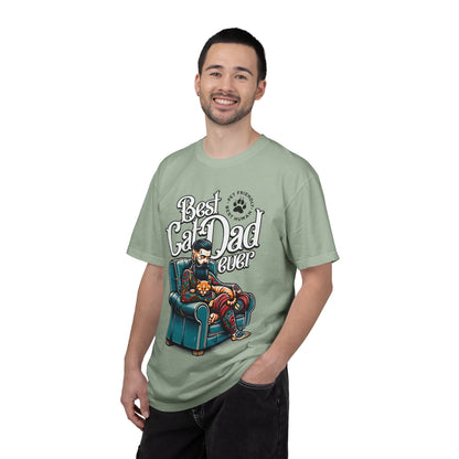FPD - Best Cat Dad Ever T-Shirt | Tattooed Cat Dad In Armchair Graphic Tee | Funny Pet Lover Gift Shirt