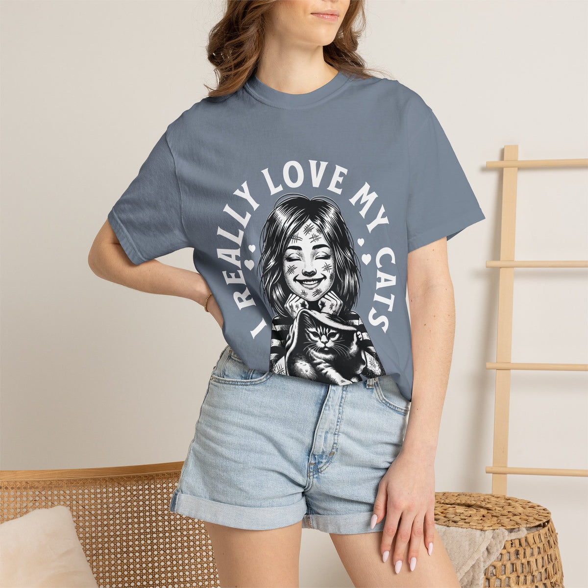 FPD - I Really Love My Cats T-Shirt | Scratched Up Cat Mom Graphic Tee | Funny Pet Lover Gift Shirt