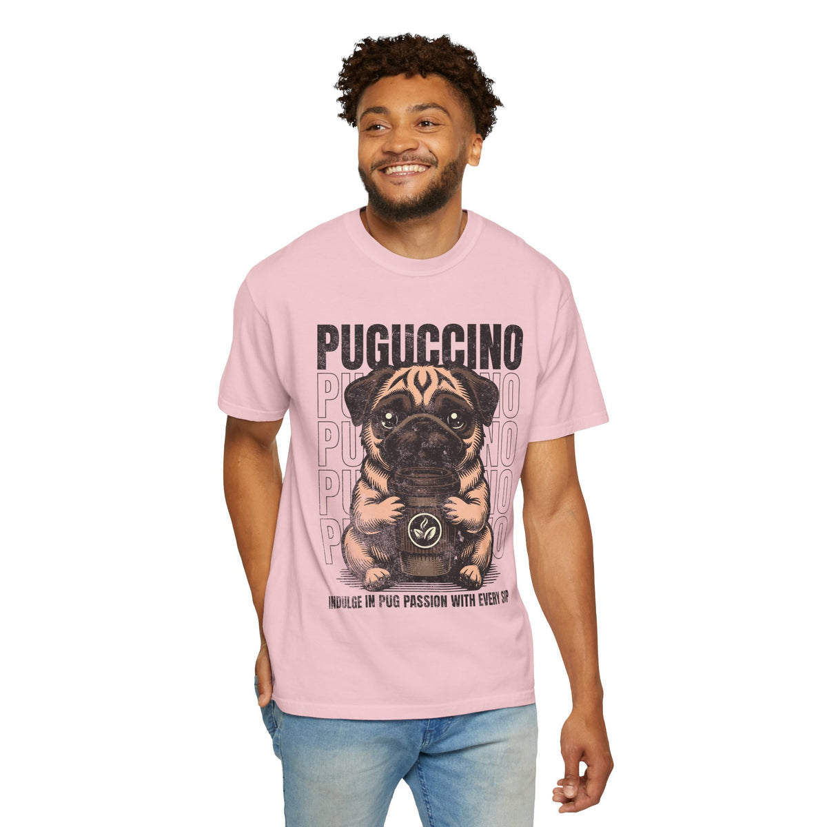 FPD - Puguccino Funny Pug Coffee T-Shirt | Indulge In Pug Passion Cute Dog Cappuccino Graphic Tee | Pet Lover Gift Shirt