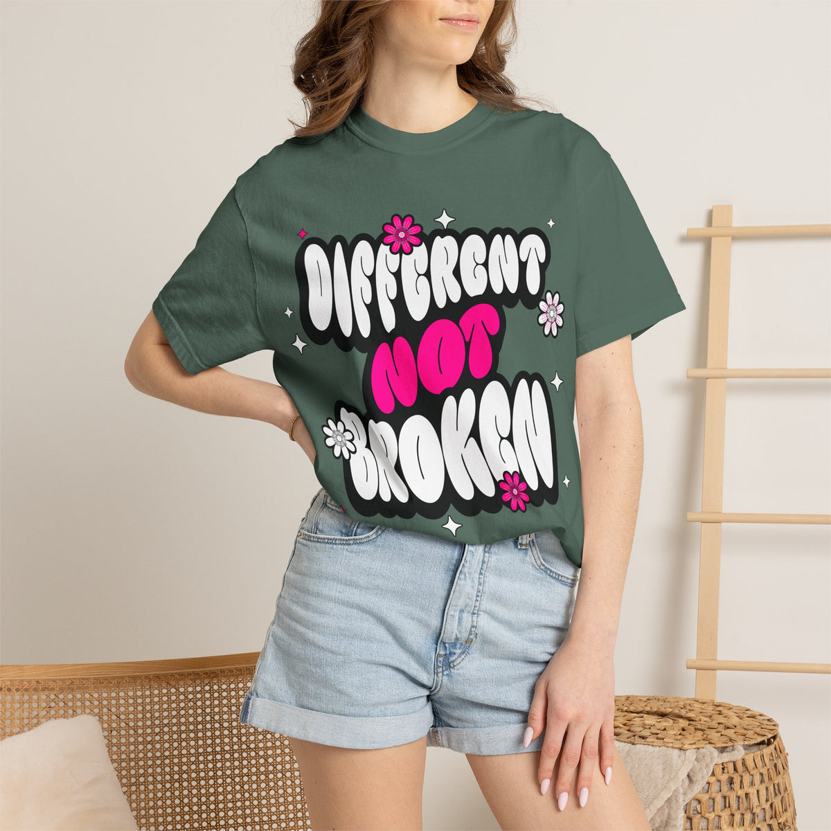 FPD - Different Not Broken Retro Groovy Shirt | Neurodiversity Acceptance & Mental Health Support Tee
