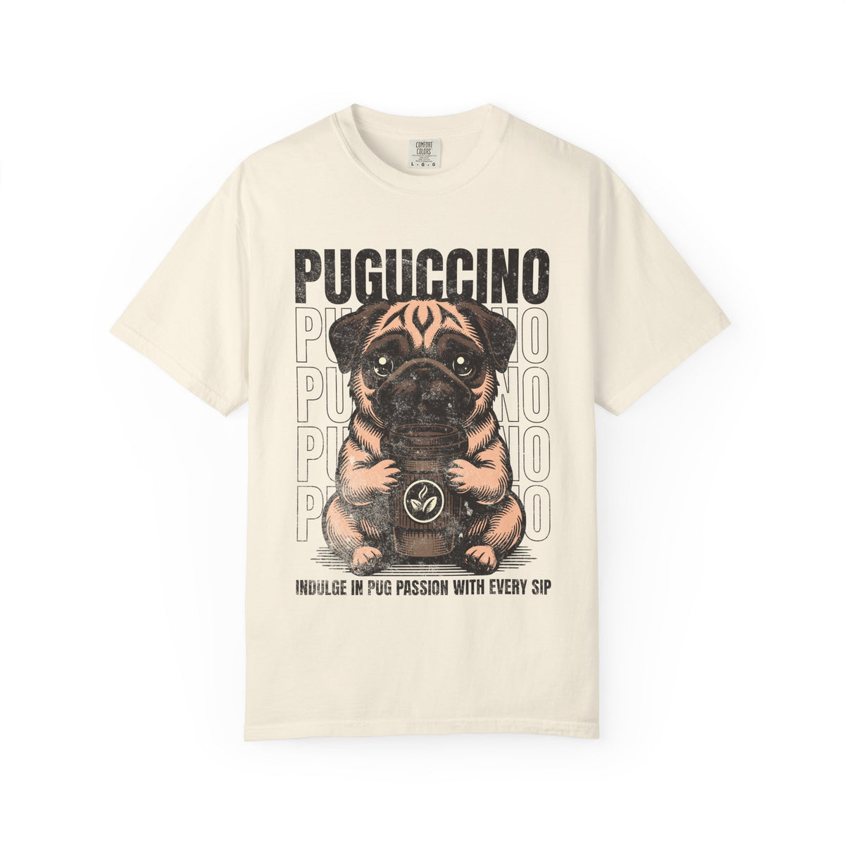 FPD - Puguccino Funny Pug Coffee T-Shirt | Indulge In Pug Passion Cute Dog Cappuccino Graphic Tee | Pet Lover Gift Shirt