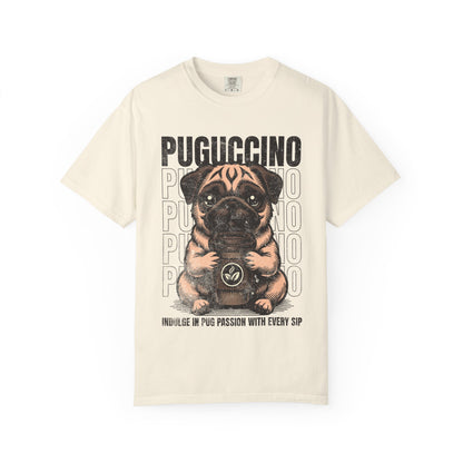 FPD - Puguccino Funny Pug Coffee T-Shirt | Indulge In Pug Passion Cute Dog Cappuccino Graphic Tee | Pet Lover Gift Shirt