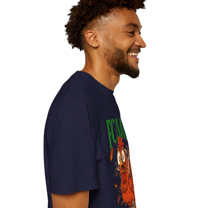 FPD - FCAWF Funny Panic Chicken Screaming Rooster Streetwear Unisex Heavyweight Cotton T-Shirt, Sarcastic Barnyard Animal Graphic Tee