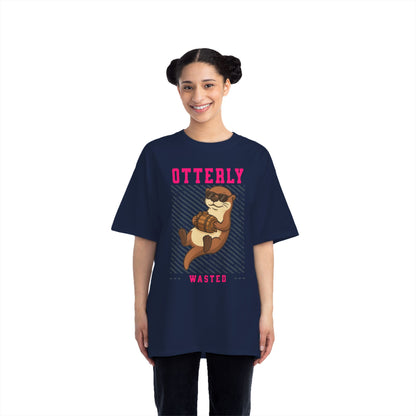 Otterly Wasted Oversized T-Shirt – Funny Animal Pun Graphic Tee | Beer Party Print