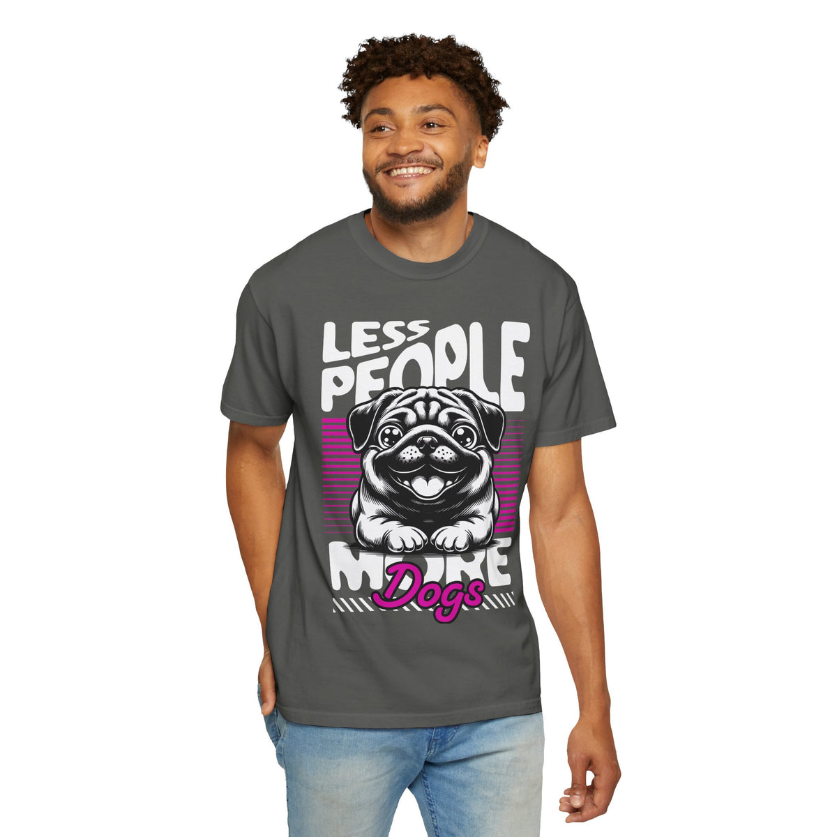 FPD - Less People More Dogs T-Shirt | Cute Pug Introvert Graphic Tee | Funny Pet Lover Gift Shirt