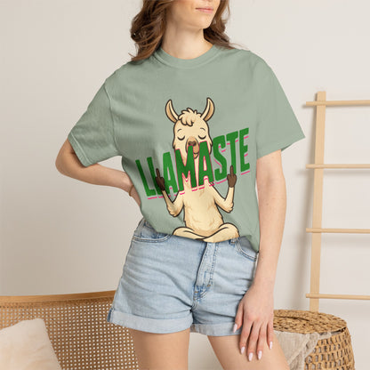 FPD - Llamaste B*itches Yoga Llama Funny Meditation Streetwear Unisex Heavyweight Cotton T-Shirt, Sarcastic Zen Animal Graphic Tee
