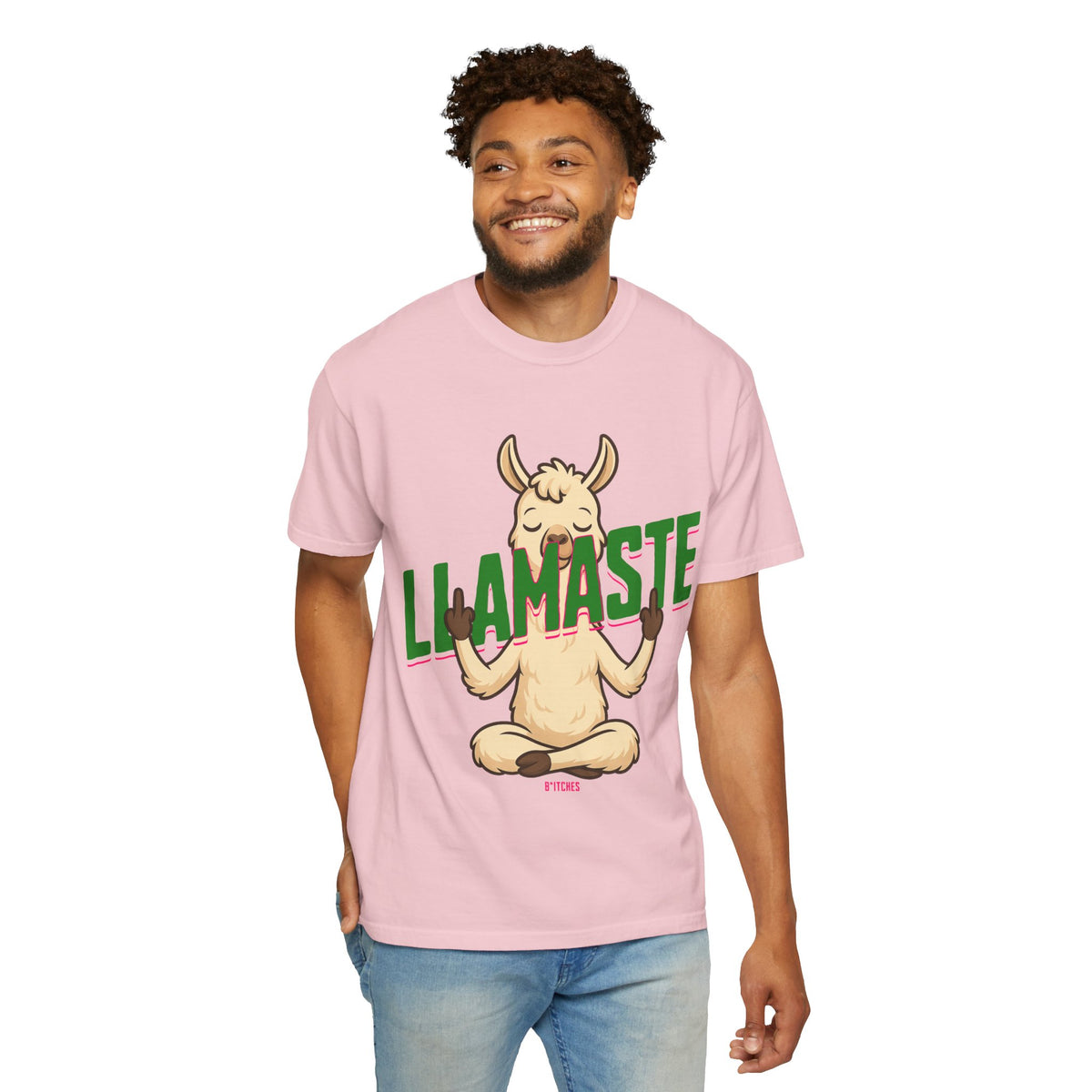 FPD - Llamaste B*itches Yoga Llama Funny Meditation Streetwear Unisex Heavyweight Cotton T-Shirt, Sarcastic Zen Animal Graphic Tee