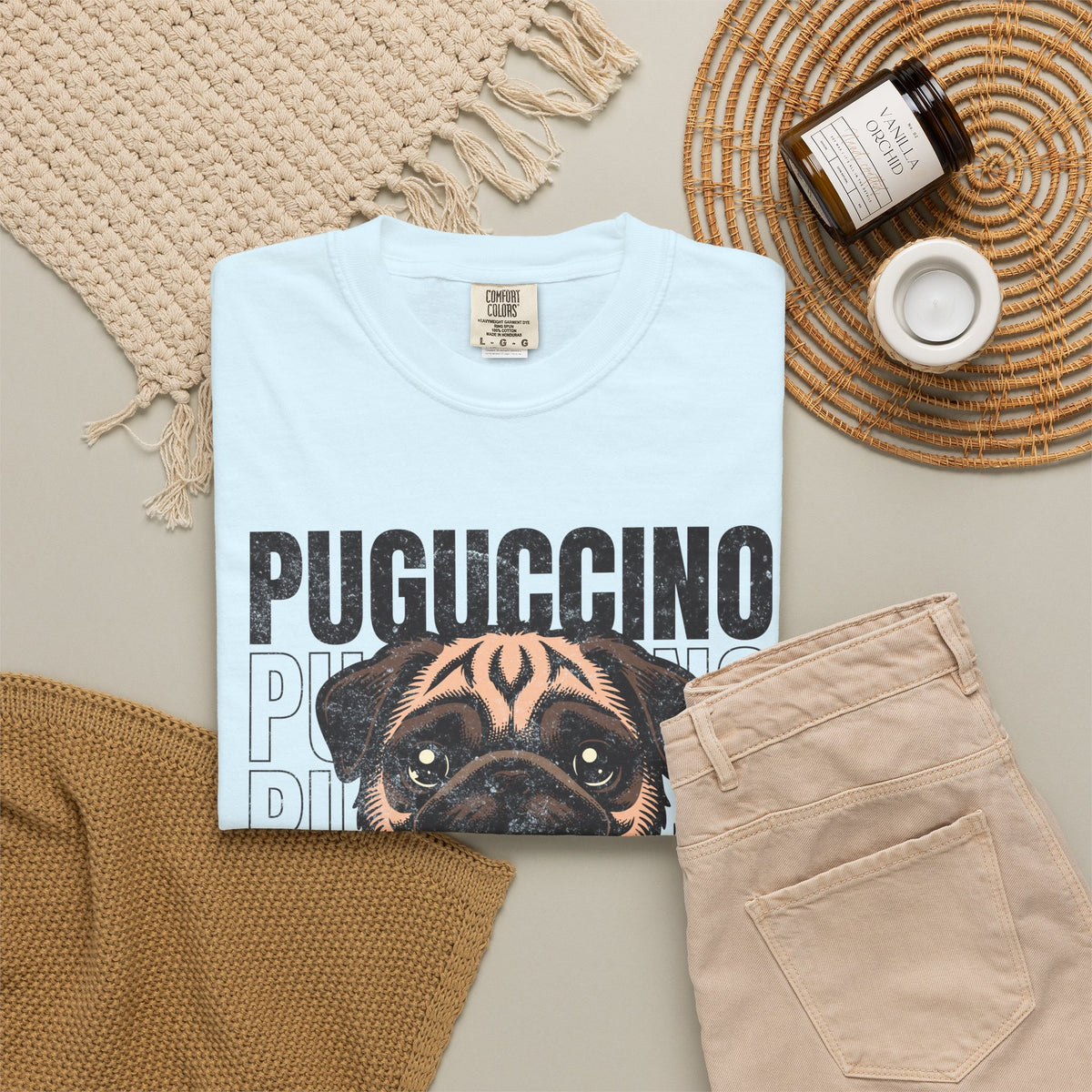 FPD - Puguccino Funny Pug Coffee T-Shirt | Indulge In Pug Passion Cute Dog Cappuccino Graphic Tee | Pet Lover Gift Shirt