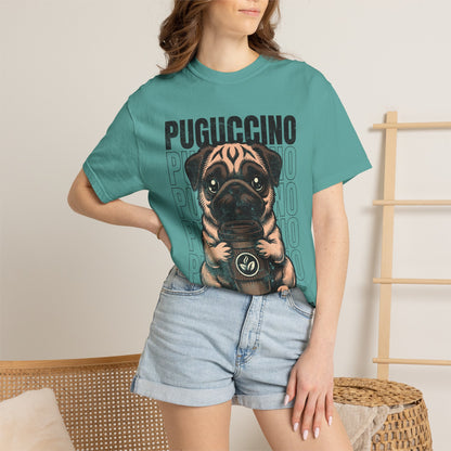 FPD - Puguccino Funny Pug Coffee T-Shirt | Indulge In Pug Passion Cute Dog Cappuccino Graphic Tee | Pet Lover Gift Shirt