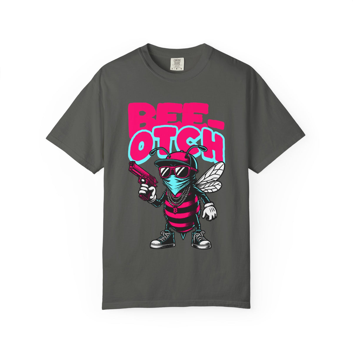 FPD - Bee-Otch Streetwear Graphic Tee – Funny Gangster Bee Unisex Heavyweight Cotton T-Shirt, Trendy Humorous Urban Apparel